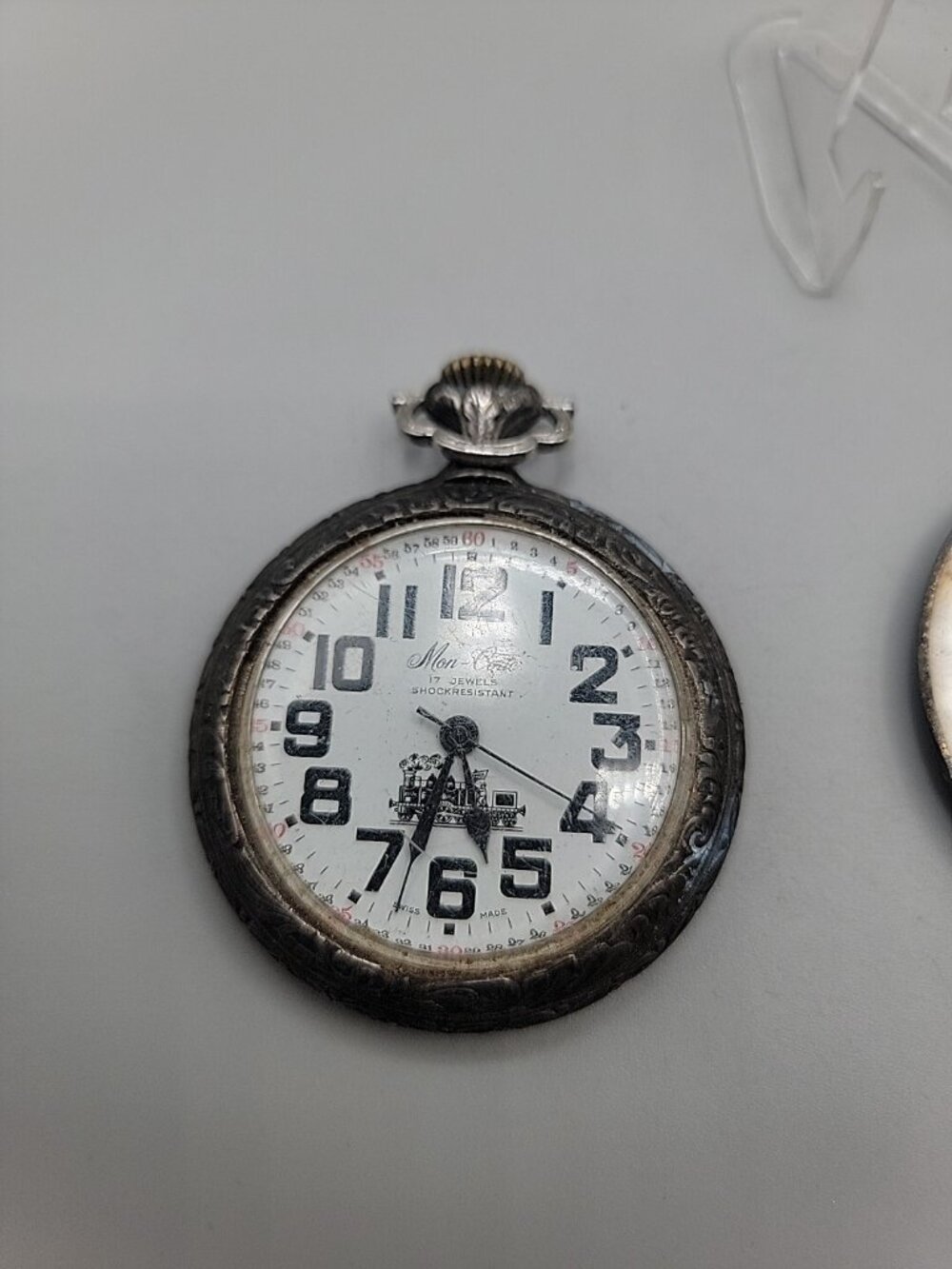 Swiss Railroad Grade Wind Pocket Watch Mon-Corte By EVASO SA 17j Antique - Picture 8 of 16